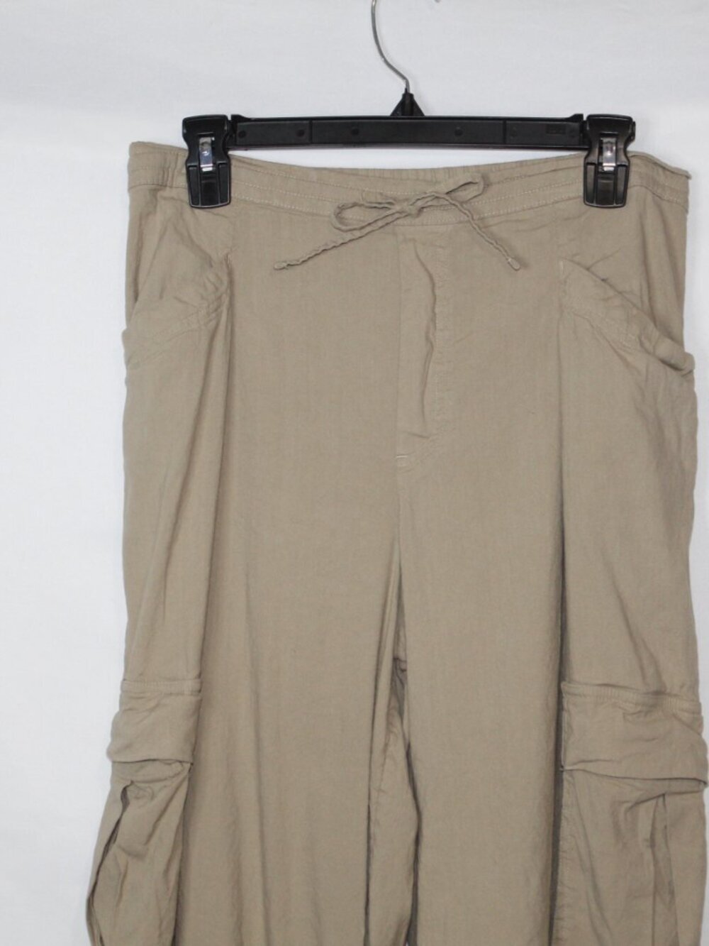 Athleta women's pants size XS tan linen cargo pants mid rise straight leg - Picture 4 of 14